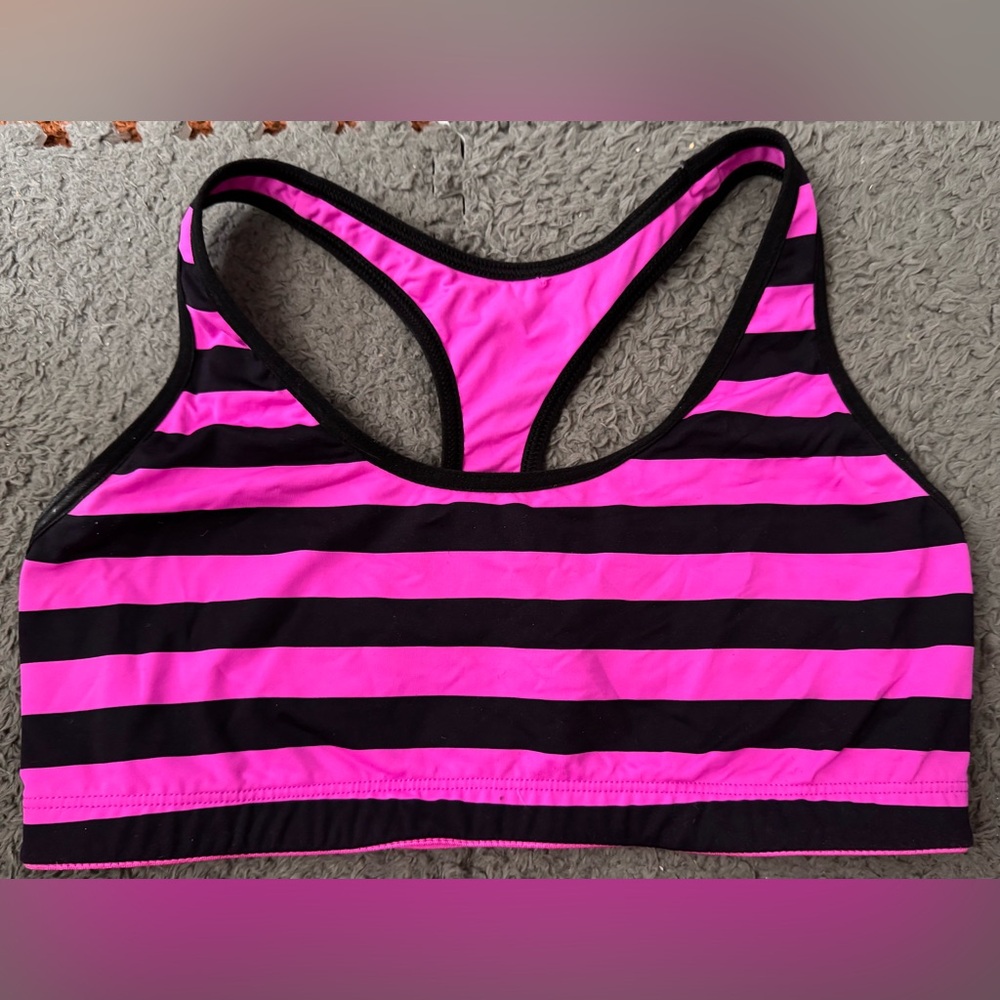 Striped purple and Black Women's Swim Top